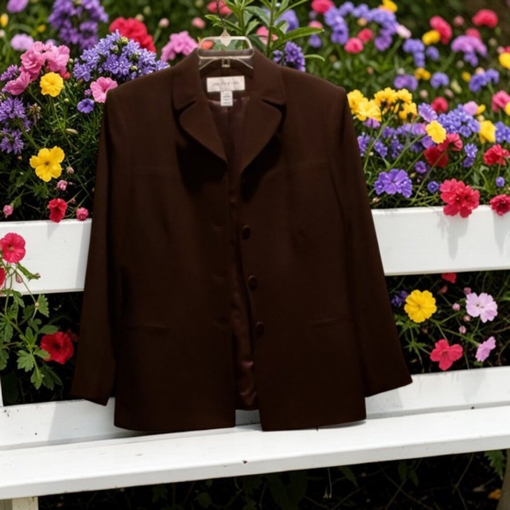 Jones New York Vintage Chocolate Brown Button Dow… - image 1